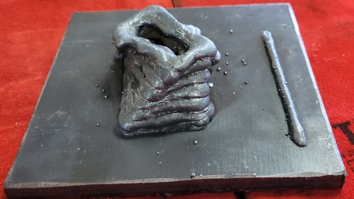 Deposited multi-layer steel part from KUKA WAAM run at JKUAT